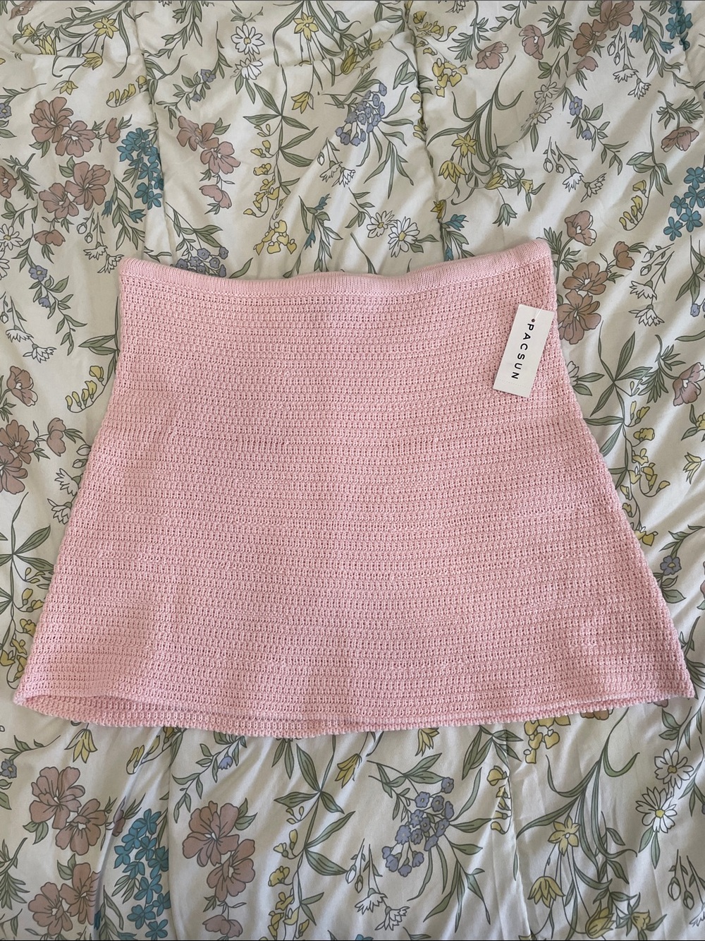 PacSun Light Pink Crochet Skater Mini Skirt